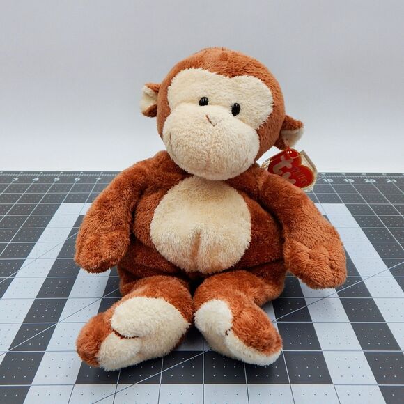 Ty Pluffies Dangles Brown Cream Monkey 10 In Plush Stuffed Animal Lovey Tag 2002 - Picture 1 of 12